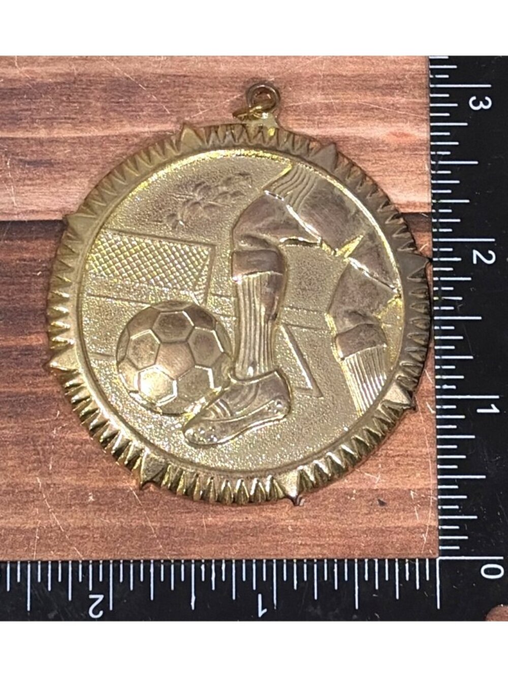Vintage Soccer Award Medal Gold Tone Pendant Medallion Trophy Shop NOS
